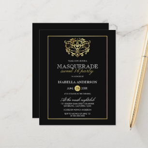 Gold & Black Masquerade Sweet 16 Party