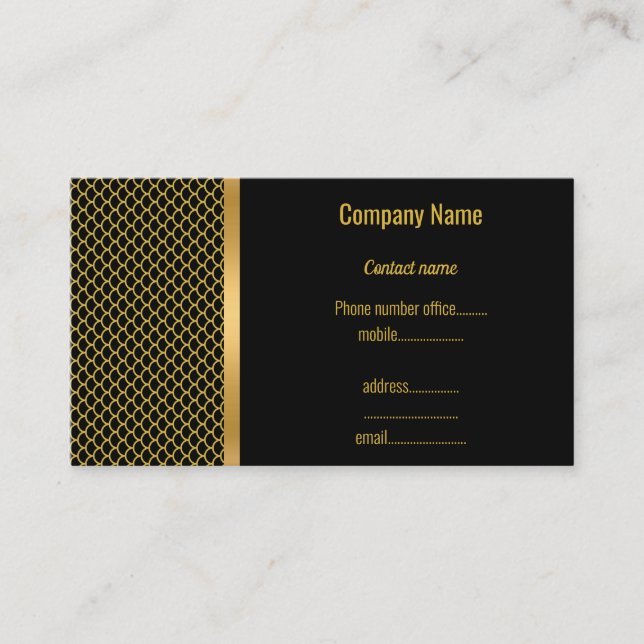 GOLD BLACK MERMAID THEMEMA TRIM BUSINESS CARD VISITENKARTE (Vorderseite)