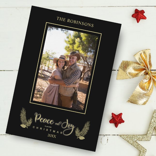 Gold Black Minimalistisch Chic Weihnachtsfamilie F (Von Creator hochgeladen)