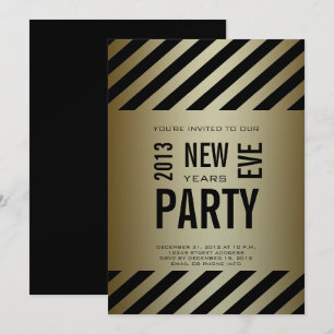 Gold Black Modern 2013 Neue Jahre Party Einladung