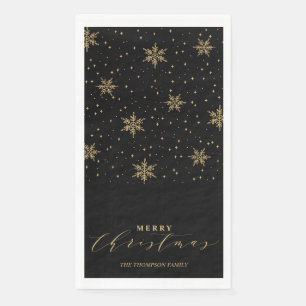 Gold & Black Modern Frohe Weihnachts-Party Napkins Serviette