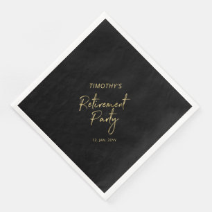 Gold & Black Modern Retirement Party Serviette