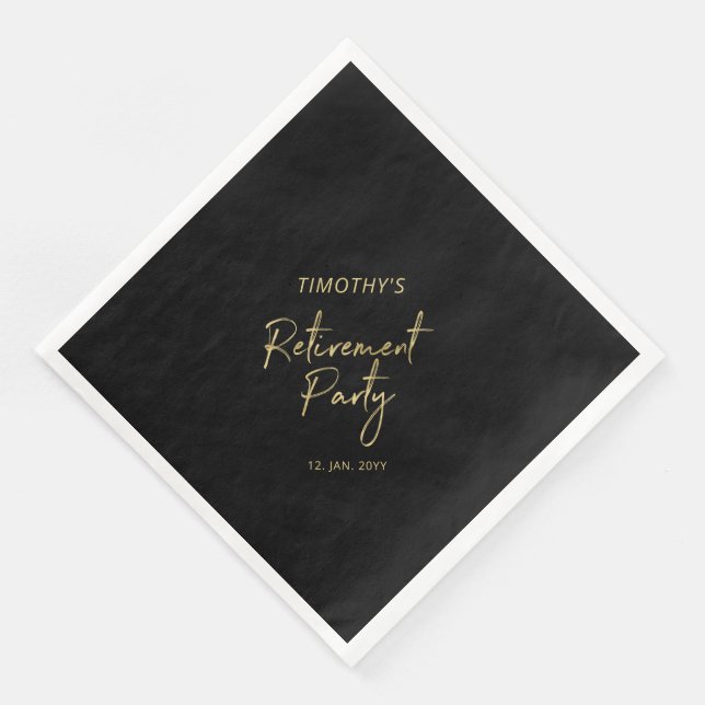 Gold & Black Modern Retirement Party Serviette (Ecke)