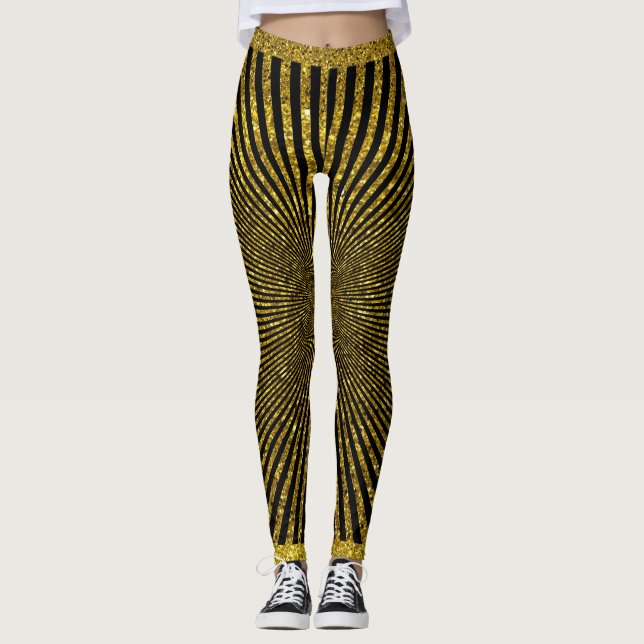 Gold Black modische Trendy Leggings (Vorderseite)