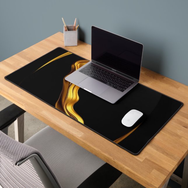 Gold Black Monochrome Opulent Swirl Achempong  Schreibtischunterlage (Büro 2)