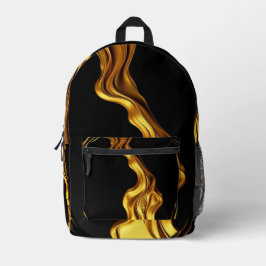 Gold Black Monochrome Opulent Swirl Liquid Achemp Bedruckter Rucksack