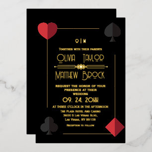 Gold Black Monogram Playing Card Einladungen