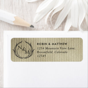 Gold, Black Monogram Wedding Rücksendeadresse