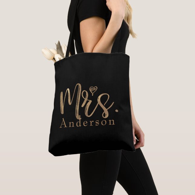 Gold & Black MRS. Typografie Moderne Minimalart Tasche (Von Nahem)