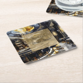 Gold Black Night Club Party Brautparty Rechteckiger Pappuntersetzer