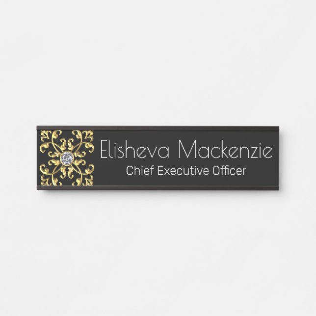 Gold Black Office Door Signature Signature Name Pl Türschild (Vorderseite )