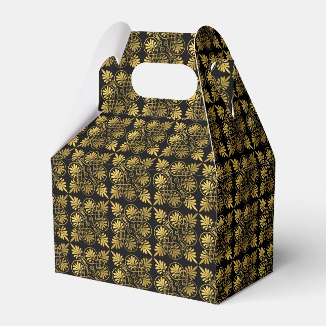 Gold Black Old Greece Meander Muster Geschenkschachtel (Vorderseite)