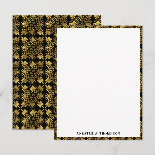 Gold Black Old Greece Meander Muster Mitteilungskarte (Vorne/Hinten)