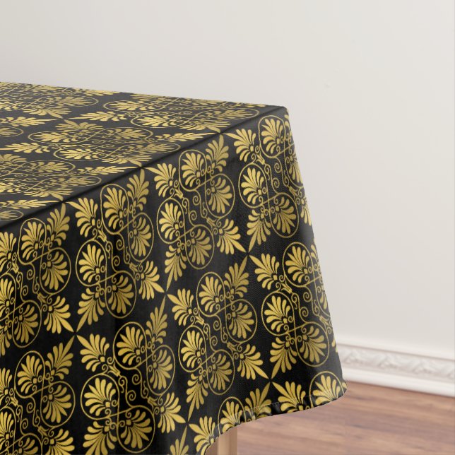 Gold Black Old Greece Meander Muster Tischdecke (Beispiel)