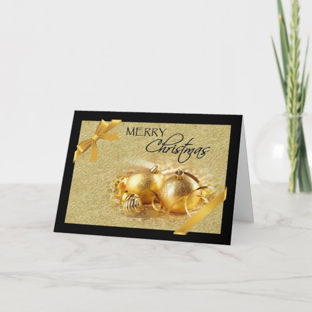 Gold Black Ornament Weihnachtskarte Feiertagskarte (Vorderseite)