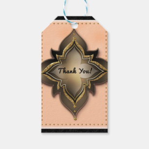 Gold Black & Peach Exotic Chic Blume Gastgeschenk Geschenkanhänger