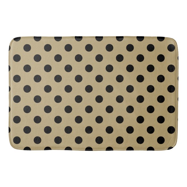 Gold & Black Polka Dots Dot Badematte (Vorderseite)