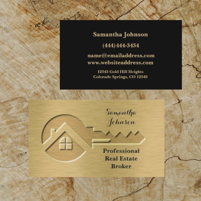 Gold & Black Real Anwesen Business Card Visitenkarte (Von Creator hochgeladen)