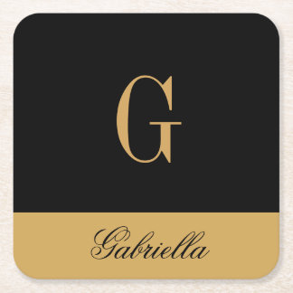 Gold Black Rechteckiger Pappuntersetzer