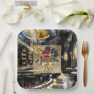 Gold Black Red Night Club Brautparty Pappteller