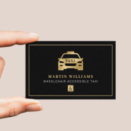 Gold & Black Rollstuhl Erreichbarer Taxifahrer Visitenkarte