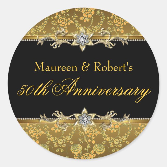 Gold & Black Rose 50 Jahre Sticker (Vorderseite)