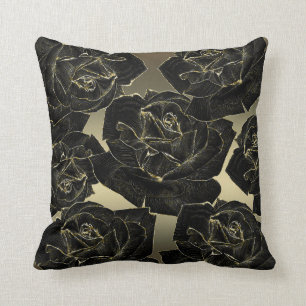 Gold & Black Rose Glam Elegant Klassisch Chic Kissen