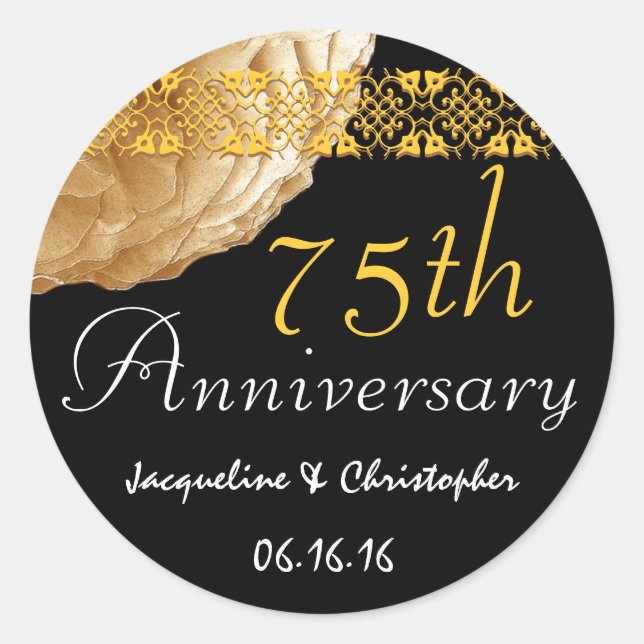 GOLD & BLACK Rose Sticker zum 75. Jubiläum (Vorderseite)
