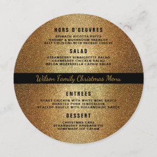 Gold Black Round Christmas Dinner Menu Modèle