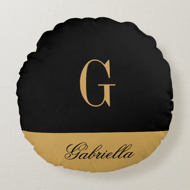Gold Black Rundes Kissen (Vorderseite)