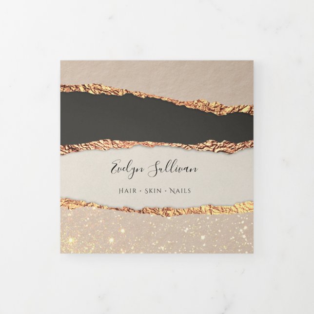 Gold Black Shimmer Paper Trifold Broschüre (Cover)