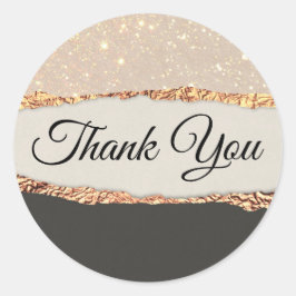 Gold Black Shimmer Papier Vielen Dank Runder Aufkleber