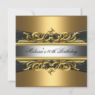 Gold Black Silver Gold 40. Geburtstag Party Einladung