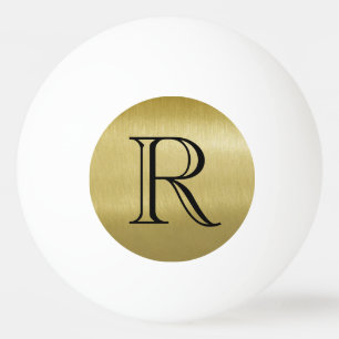 Gold Black Simple Sophisticed Monogram  Tischtennisball