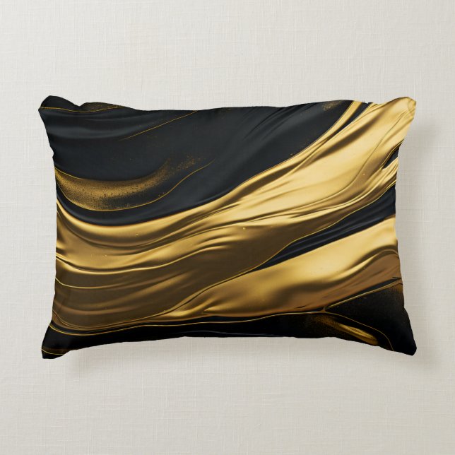 Gold & Black Sleek Accent Pillow Dekokissen (Vorderseite)