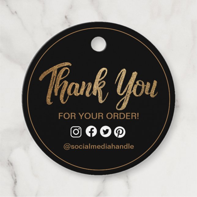 Gold Black Social Media Vielen Dank für Ihre Beste Geschenkanhänger (Vorderseite)
