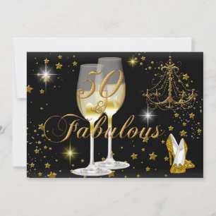Gold Black Sparkle 50 & Fabuleux Invitation d'anni