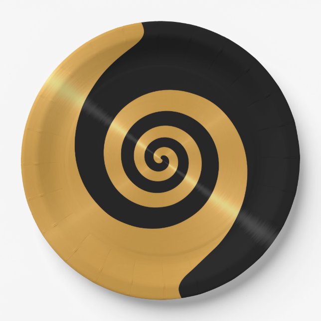 Gold Black Stainless Steel Metal Pappteller (Vorderseite)