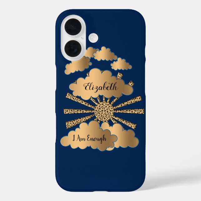 Gold Black Stilvoll Elegantes Script Chic Personal iPhone 16 Hülle (Rückseite)