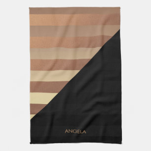 Gold Black Stripes Geschirrtuch