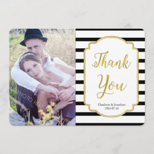 Gold Black Stripes Hochzeitskunde Vielen Dank für  Dankeskarte