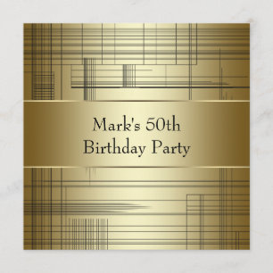 Gold Black Stripes Mans Classy 50. Geburtstagspart Einladung