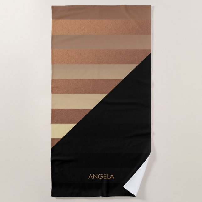 Gold Black Stripes Strandtuch (Vorderseite)