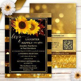 Gold Black Sunflower Happily Ever After Wedding Einladung