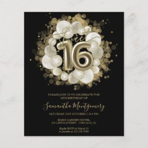 Gold Black Sweet 16 Einladungen zum Budget