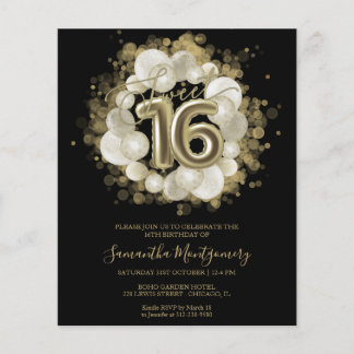 Gold Black Sweet 16 Einladungen zum Budget
