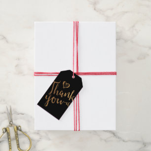 Gold Black Swirl Handschrift Danke, Geschenk-Tag Geschenkanhänger