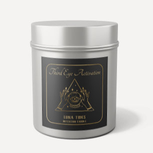 Gold & Black Third Eye Intention Candle Label Quadratischer Aufkleber