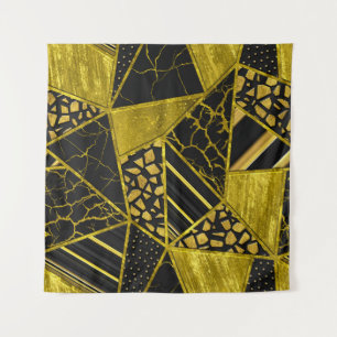 Gold Black Triangle Texusion Wandteppich
