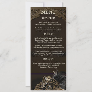 Gold Black Venetian Gothic Masquerade Elegant Menu Einladung